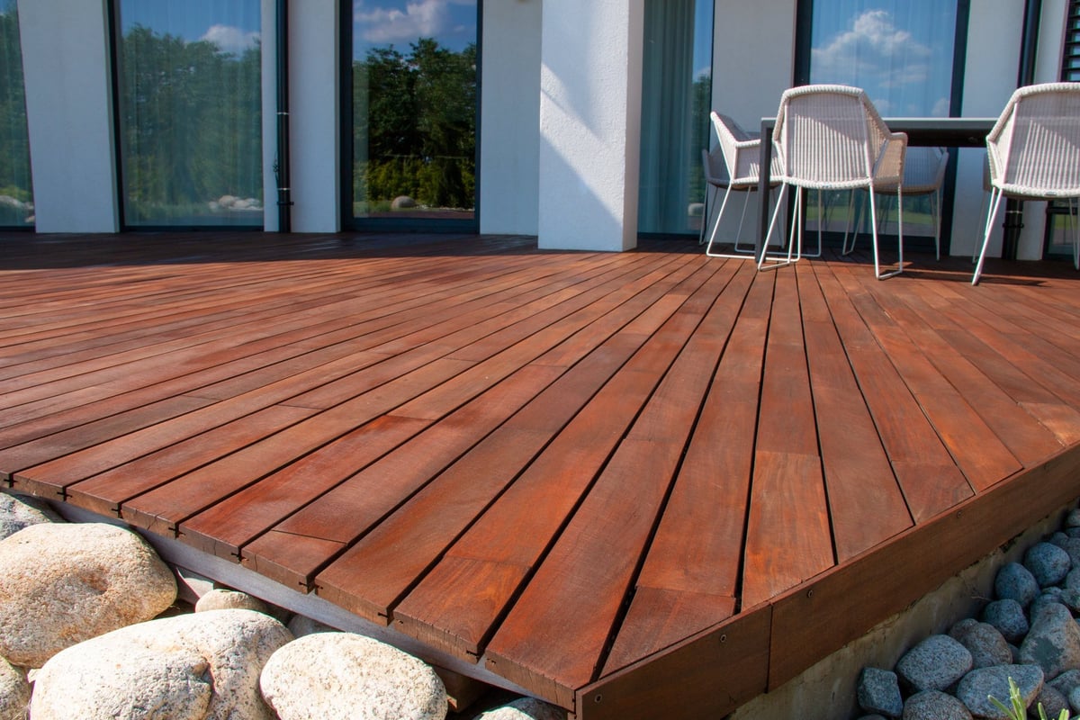 Premium tropical hardwood decking with beautiful wood grain